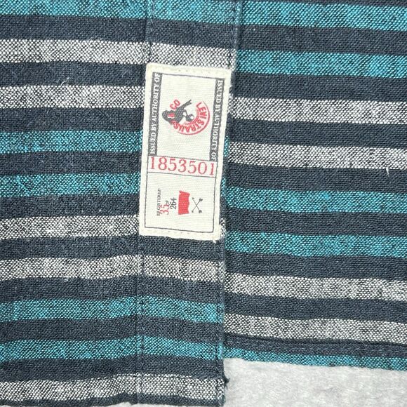 Levi's Button Up Shirt Linen Blend Striped Men's Size XL Green/Blue/Black - Picture 6 of 10